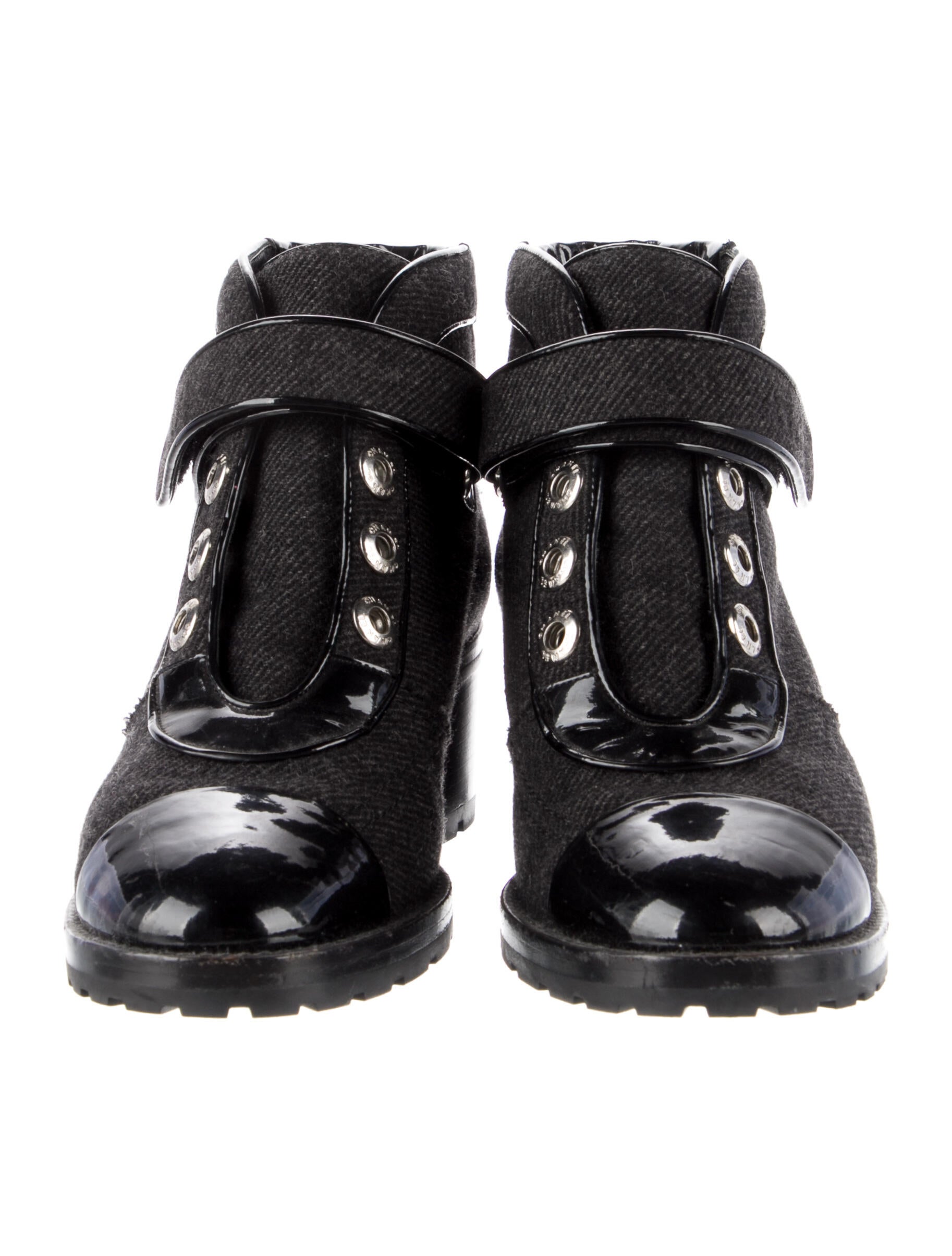 Chanel 2008 Interlocking CC Logo Combat Boots